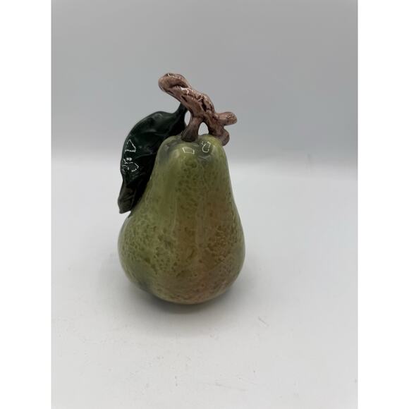 Vintage Ceramic Pear Figurine with Leaf & Branch Stem – 5.5” Tall - Picture 1 of 6